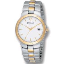 Pulsar PXD780 Men Two Tone Dress Watch Blue Dial