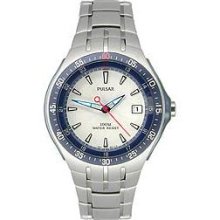 Pulsar Pxh317 Gents Multicolor Steel Bracelet Stainless Steel Case Date Watch