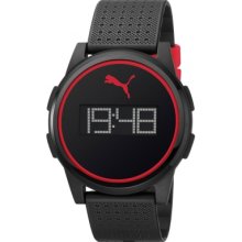 Puma Flat Coaster Unisex Digital Watch With Lcd Dial Digital Display And Black Plastic Or Pu Strap Pu910971006