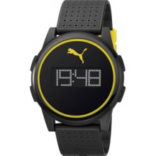 Puma Flat Coaster Unisex Digital Watch With Lcd Dial Digital Display And Black Plastic Or Pu Strap Pu910971002