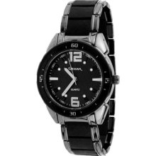 Quartz Wrist Watch with Tanium Metal Strap for Men (Black) - Black - Metal