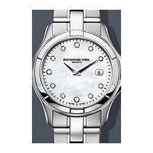 Raymond Weil Parsifal Ladies Pearl Diamond Marker 28mm Watch - Mother of Pearl Dial, Two Tone Bracelet 9460-ST-97081 Sale Authentic