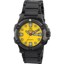 Reactor Mens Meltdown Stainless Watch - Black Bracelet - Yellow Dial - 72507