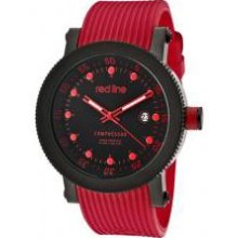 Red Line Men's Compressor Black Dial Red Silicone