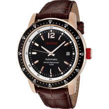 Red Line Men's Meter Automatic Black Dial Brown Leather