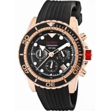 Red Line Men's Piston Chronograph Black Dial Rose Gold Tone Ip Case Bl