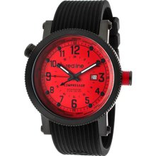 Red Line Watches Men's Compressor World Time Black IP Case Red Dial Bl