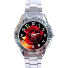 Red Rose Valentine Stainless Steel Analogue Menâ€™s Watch Fashion Hot