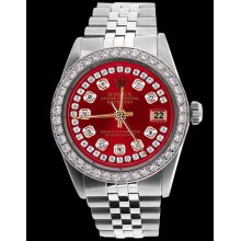 Red string diamond dial bezel datejust gents watch SS jubilee bracelet rolex