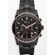 Relic By Fossil 'brady' Black & Rose Gold Chrono S/s Mens Watch Zr66031