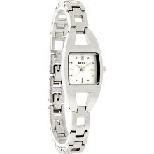 Relic Folio By Fossil Ladies Square Silver Dial Stainless Steel Watch ZR33543
