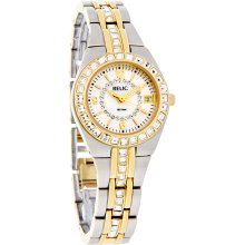 Relic Glitz By Fossil Ladies Queens Court Crystal Two Tone Quartz Watch ZR11775