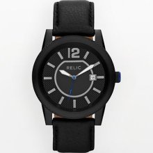 Relic Payton Black Stainless Steel Leather Watch - Zr12000 - Men