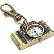 Retro Camera of Unisex Alloy Analog Quartz Keychain Watch (Bronze)