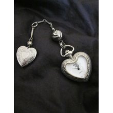 Robert Rose Heart Shaped Woman's Pocket Watch And Locket Fob