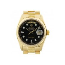 Rolex 18078 18k Yellow Gold President Black Diamond Dial Watch