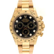 Rolex Cosmograph Daytona Men's 18k Gold Watch 116528 Black Dial