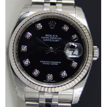 Rolex Datejust Black Diamond 116234 Watch Chest 36mm