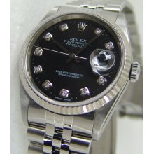 Rolex Datejust Black Diamond 16234 Watch Chest 36mm