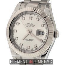 Rolex Datejust II Stainless Steel Silver Diamond Dial