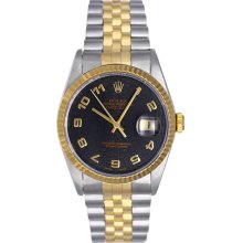 Rolex Datejust Men's Steel & Gold Watch 16233 Black Jubilee Dial
