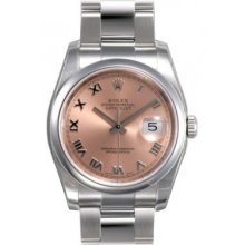 Rolex Datejust Pink Roman Dial Oyster Bracelet Mens Watch 116200PRO