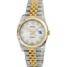 Rolex Datejust Silver Jubilee Diamond Dial Jubilee Bracelet Fluted Bezel Two Tone Mens Watch 116233SJDJ