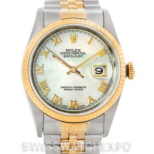 Rolex Datejust Steel 18k Yellow Gold Watch MOP Dial 16233