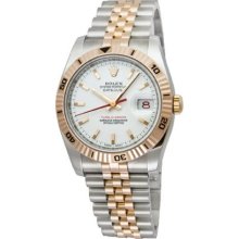 Rolex Datejust White Index Dial 18k Rose Gold Turn-o-Graph Bezel Jubilee Bracelet Mens Watch 116261WSJ