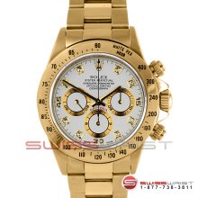 Rolex Daytona 18k Yellow Gold White Diamond Dial 16528 40MM Model