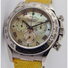 Rolex Daytona Beach Rare 116519 Yellow Mop Roman Watch Chest