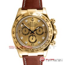 Rolex Daytona Yellow Gold Champagne Diamond Dial 116518 40MM Model