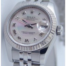 Rolex Ladies Datejust Pink Decorated Mother of Pearl Roman 179174