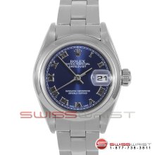 Rolex Ladies Datejust SS 6917 Blue Roman Dial - Smooth Bezel