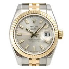 Rolex Ladies Datejust Two Tone Used Watch with Silver Dial