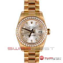 Rolex Ladies New Style Yellow Gold President Silver Diamond 179178