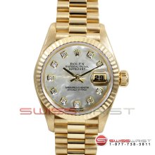 Rolex Ladies President Gold Mother of Pearl Diamond Dial All Original