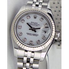Rolex Lady Datejust 26mm White Diamond Dial 179174 Watchchest