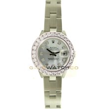 Rolex Ladys Stainless Steel Datejust Model 69174 Oyster Band Custom Added MOP Diamond Dial & 2Ct Diamond Bezel