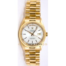 Rolex Mens 18K Yellow Gold President Day Date Model 18238 White Stick Dial