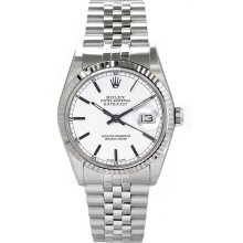 Rolex Men's Datejust Stainless Steel Fluted White Index Dial