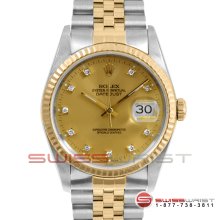 Rolex Mens Datejust Two Tone Champagne Diamond Dial All Original