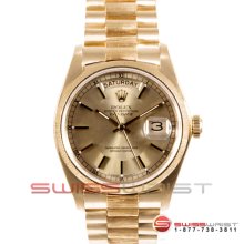 Rolex Men's Yellow Gold Day Date President Champagne Stick 18078 Bark