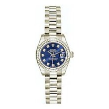 Rolex Oyster Perpetual Lady President White Gold Unworn with a Blue Diamond Dial