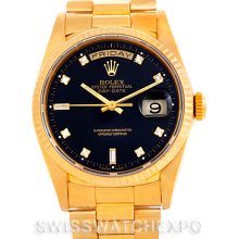 Rolex President Mens 18k Yellow Gold Diamond Watch 18238