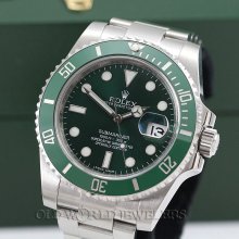 Rolex stainless steel green submariner ref 116610v