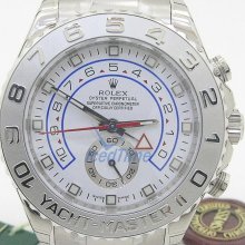 Rolex Yachtmaster II White Arabic Dial Oyster Bracelet 18k White Gold and Platinum Mens Watch