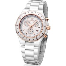 Rose Gold Plated Ceramic Sandwich Numeral Bezel Unisex Watches Chronograph