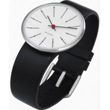 Rosendahl Womens Arne Jacobsen Analog Stainless Watch - Black Leather Strap - White Dial - RD-43430
