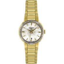 Rotary Ladies Gold Tone Stone Set Watch Lb02845-40